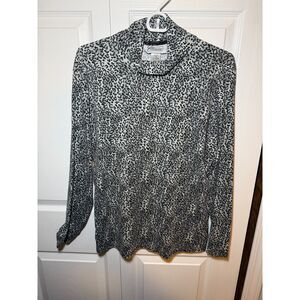 Easy Essentials Gray Leopard Print Cowl Neck Top Women's Large